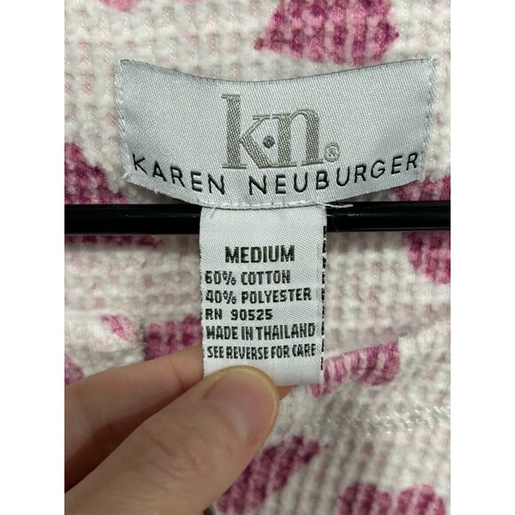 Karen Neuburger Heart Print Zip Front Tunic Medium Cotton Blend Waffle Knit - Picture 6 of 10